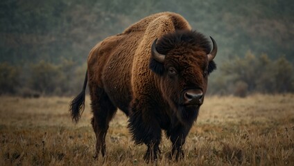 Bison strength depicted with natural textures.