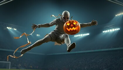 Halloween Soccer Spectacular: Mummy Striker's Pumpkin Goal