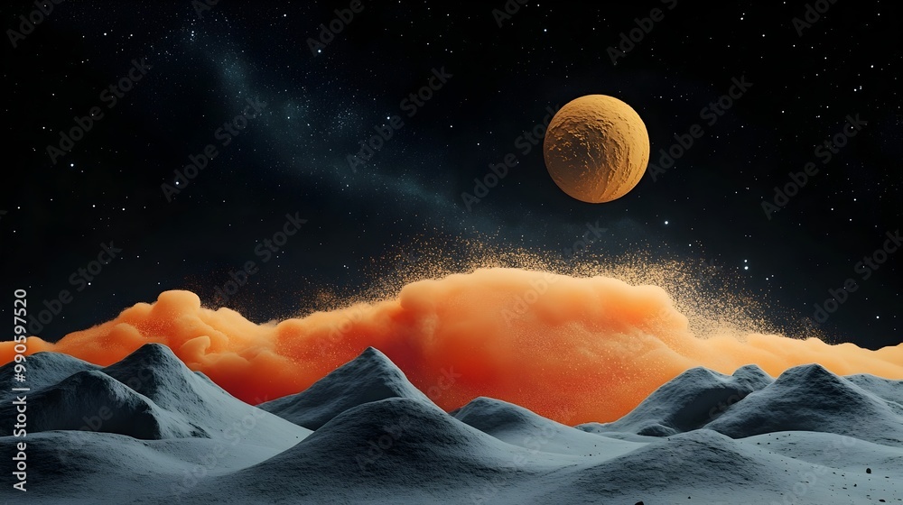 Aufkleber cosmic wave of color transforming monochrome landscape visualizing creative impact