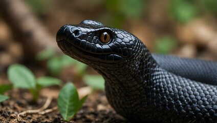 Naklejka premium Black cobra snake.