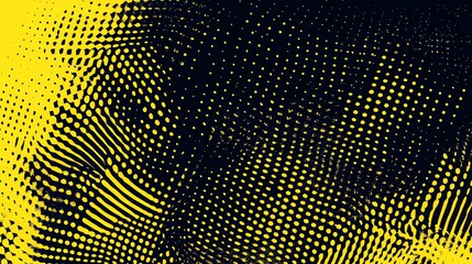 Abstract black and yellow grunge background with a halftone pattern.