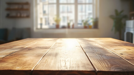 Wooden empty table template, desk mock-up isolated