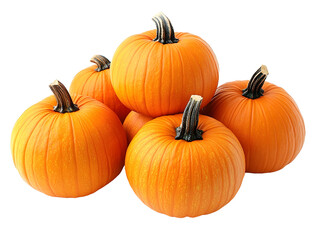 Obraz premium set of pumpkins in pile single group on transparent background