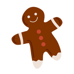 Christmas gingerbread man in flat style isolated on white background. Vector illustration.