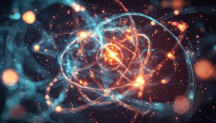 Quantum Atomic Structure Visualization with Electrons Orbiting a Nucleus in a Dynamic Energy Field