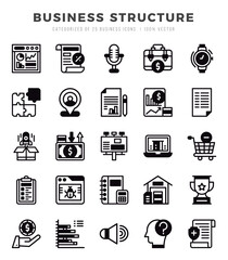 Simple Set of Business Structure Related Vector Lineal Filled Icons.