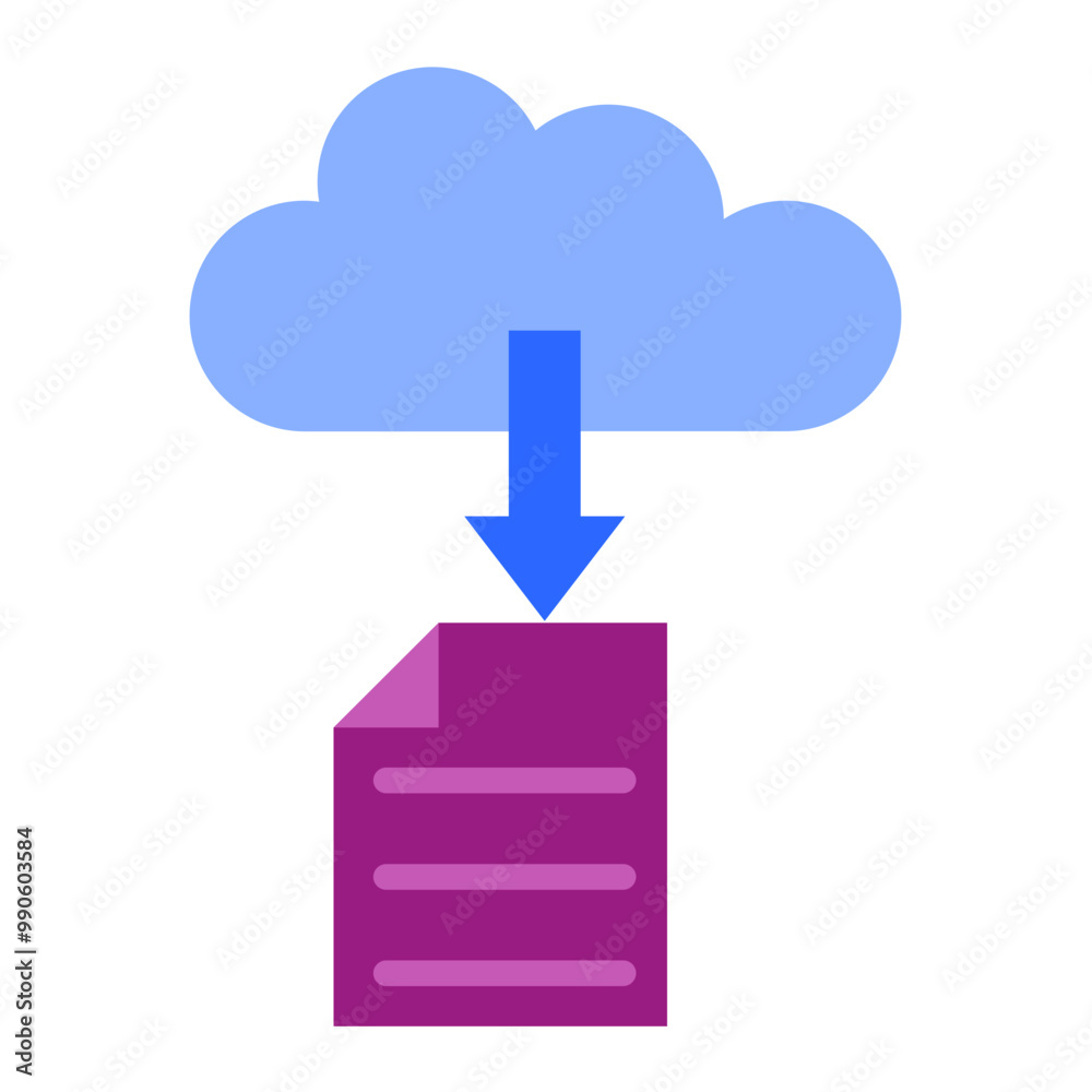 Poster Download File on Cloud Icon Style