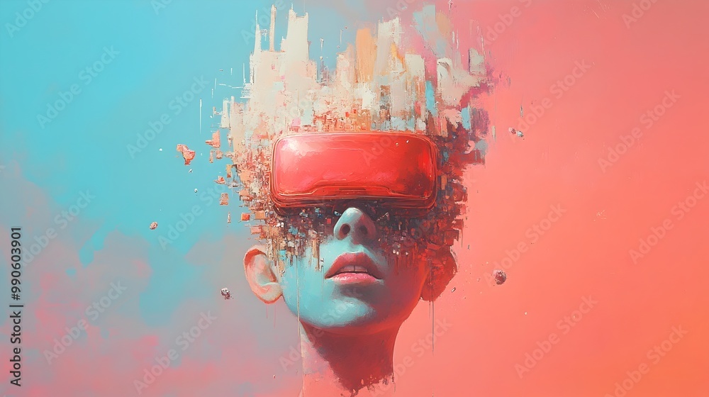 Poster surreal shifting shapes and colors representing the fluidity of creativity