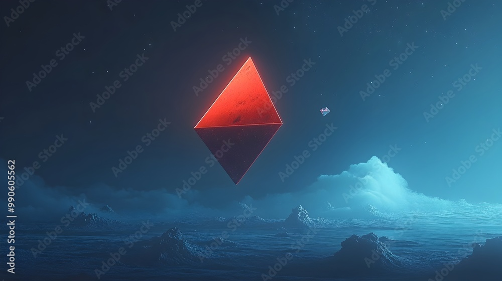 Aufkleber vibrant geometric shapes floating in futuristic abstract space