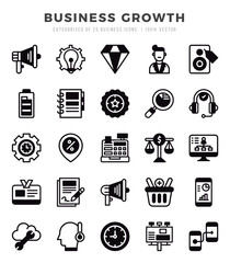 Set of 25 Business Growth Lineal Filled Icons Pack.