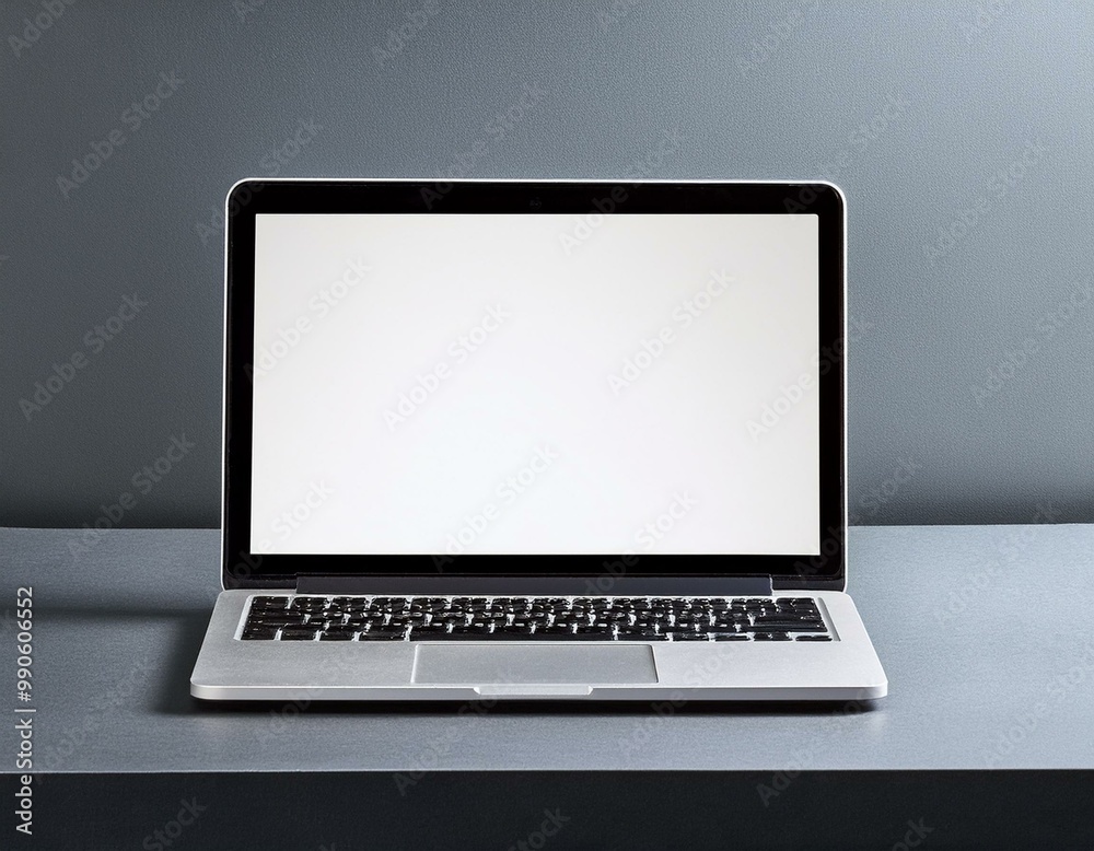 Wall mural laptop with blank empty white screen display mock-up, isolated on white background clipping path, fu