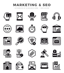 Marketing & SEO icons Pack. Lineal Filled icons set. Marketing & SEO collection set.