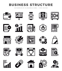 Set of 25 Business Structure Lineal Filled Icons Pack.