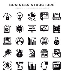 Business Structure Icons Pack. Lineal Filled icons set. Lineal Filled icon collection set.