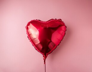 inflatable ball in the shape of a red heart, with a rope on a white background, isolate. 