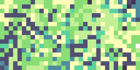 Abstract pixelated background with shades of green, blue, and yellow. Ideal for website design, social media, and presentations.