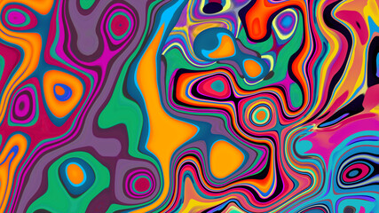 Colorful abstract psychedelic and fluid background for music