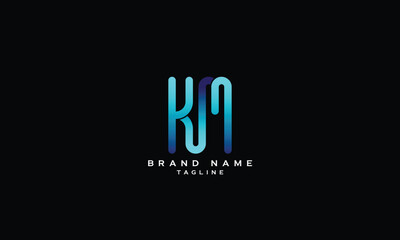 KM, MK, Abstract initial monogram letter alphabet logo design