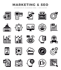 Simple Set of Marketing & SEO Related Vector Lineal Filled Icons.