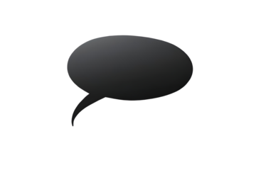 Blank black speech bubble, ideal for creative communication designs, presentations, or social media graphics. Isolated on transparent or white background for easy customization and editing.