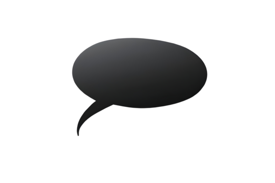 Blank black speech bubble, ideal for creative communication designs, presentations, or social media graphics. Isolated on transparent or white background for easy customization and editing.
