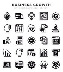 Vector icons set of Business Growth. Lineal Filled style Icons.