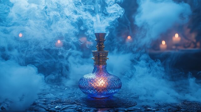 toned image blue hookan smokes