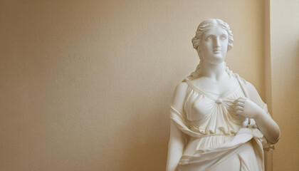 Statue of Woman Standing in a Room and Copy Space
