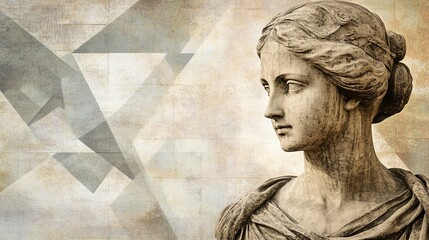 Fototapeta premium A stone bust of a woman with a textured background.