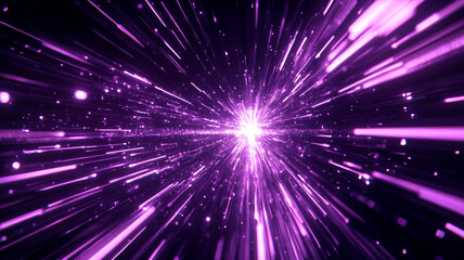 Fototapeta premium Vivid purple light beams emanating from a central point in a stunning cosmic explosion