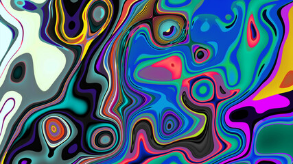 Colorful abstract psychedelic and fluid background for music