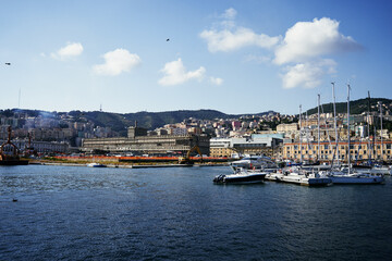 Fototapeta premium the bay in Genoa, the vibe of the Italian summer