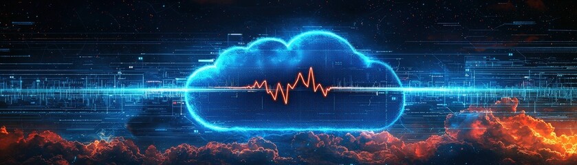 Glowing Surrealistic Cloud with Vibrant Waveform Design