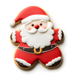 Holiday Christmas Santa Claus Cookie top view isolated on white