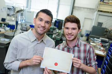 a portrait of apprentice obtained his certificate