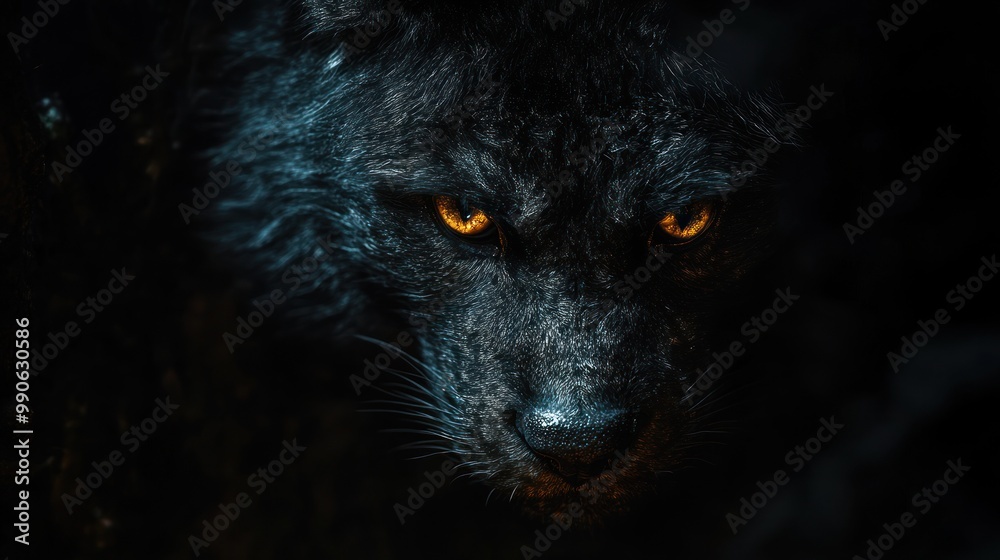 Wall mural Wolf Portrait with Glowing Eyes