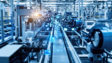 Fototapeta premium Artificial Intelligence in Industrial Design and Architecture, Smart Manufacturing Layout