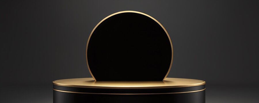 A minimalist setup showcases a sleek circular pedestal on a dark background, emphasizing its elegant design for a modern look