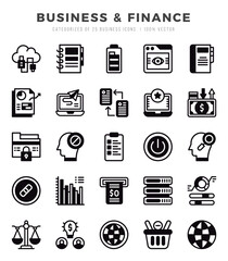 Business & Finance Lineal Filled icons collection. Lineal Filled icons pack. Vector illustration