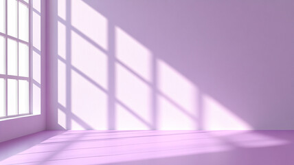 Obraz premium Elegant interior space with soft purple hues and intricate shadow patterns from window light