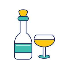 wine glass color line icon with white background vector stock illustration