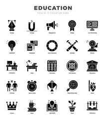 Education icons set for website and mobile site and apps.