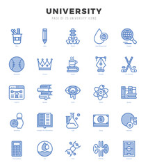 Set of Two Color University Icons. Two Color art icon. Vector illustration