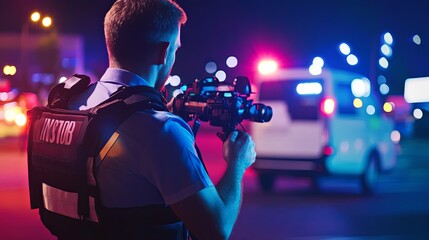 Energetic Journalist on the Frontline of a Breaking News Event, Documenting the Heartbeat of Real-Time Reporting