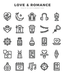 icons set. Love & Romance for web. app. vector illustration.