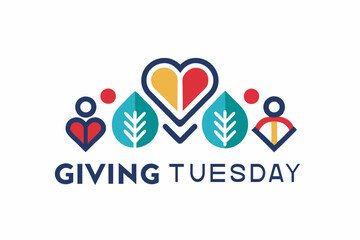 Minimalist giving tuesday logo design with heart and leaf icons