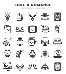 Fototapeta premium Vector Love & Romance types icon set in Lineal style. vector illustration.