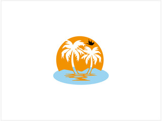 THE BEACH LOGO design, vector ,illustration and isolate template .