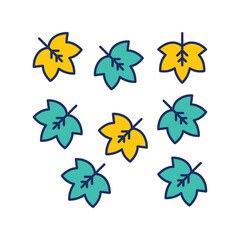fall leaves color line icon with white background vector stock illustration