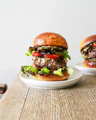 hamburger on a plate